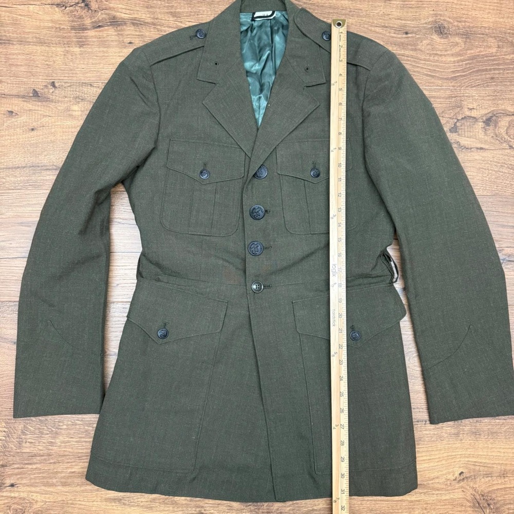Vintage US Marine Corps Men 38R Military Service Alpha Uniform Jacket Green Wool - Picture 7 of 9